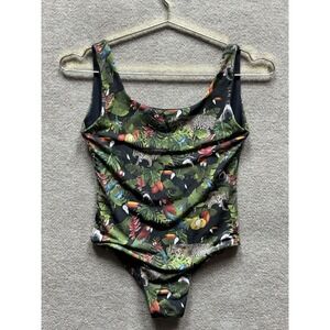 Coconut Sugar Swimsuit One Piece Brazil Handmade EUC Womens Medium Black Jungle